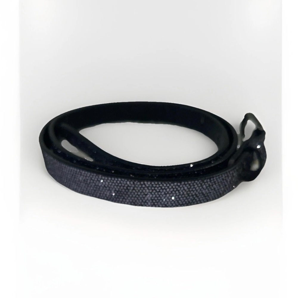 Women's Black Glittery Skinny Belt